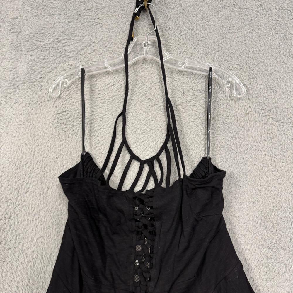 City Chic Dress Womens 16 Black Maxi Plait Detail Strappy Halter‎ Plus Asym Hem - Picture 2 of 16